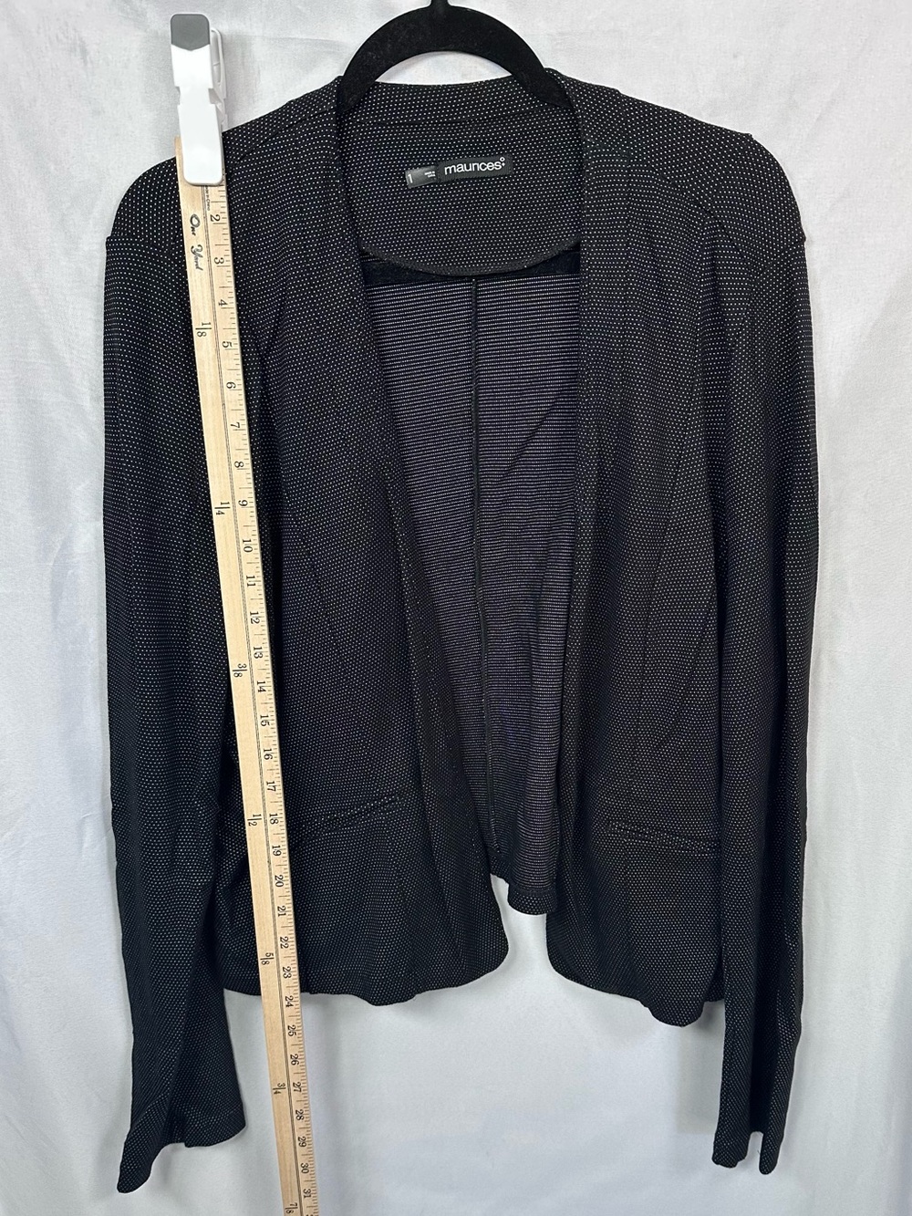 Maurices Open Front Polka Dot Knit Blazer Jacket Size 1 - Picture 6 of 7